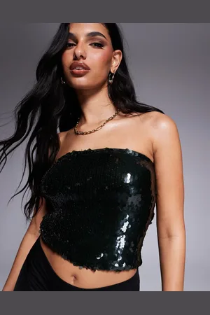 ASOS Sequin bandeau top in forest - part of a set