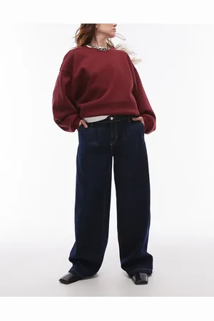 MANGO Esther pleat front wide leg jeans in indigo