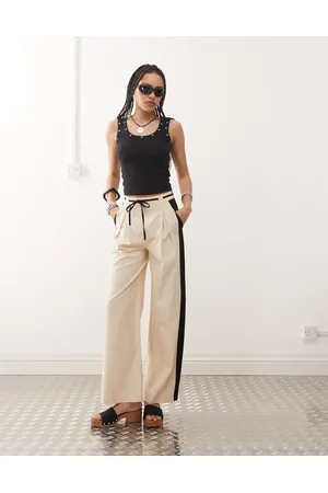 Reclaimed Linen blend pants with side stripe detail