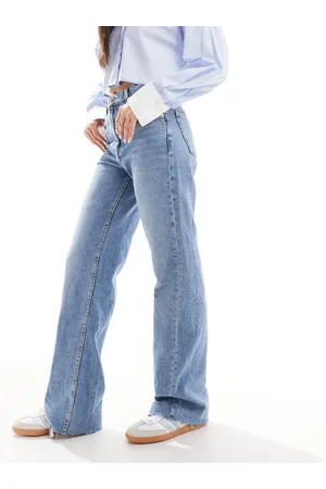 MANGO Danila raw hem straight leg jeans in light
