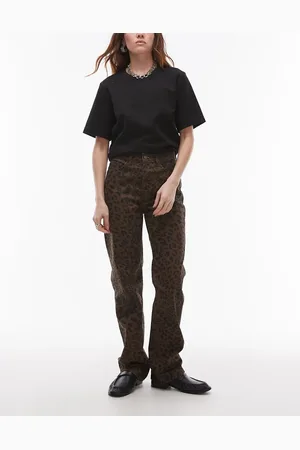 MANGO Leonie straight leg jeans in leopard print