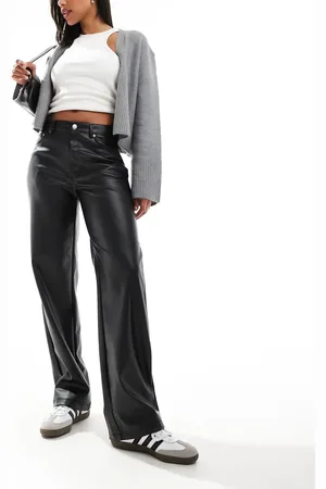 ONLY High waist faux leather straight pants in