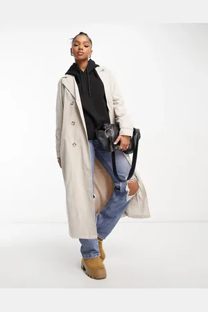 JDY Oversized trench coat in stone