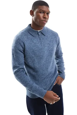 Threadbare Knitted zip polo sweater in
