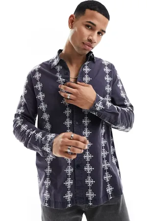 ASOS Relaxed shirt with contrast eyelet stripe