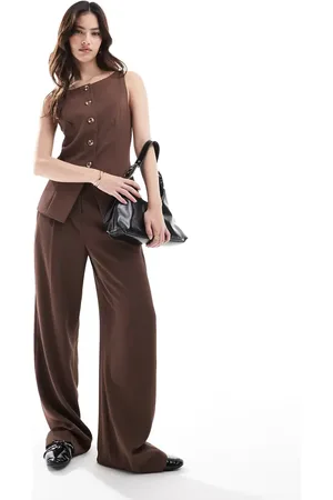 French Connection Harrie tailored pants in chocolate - part of a set