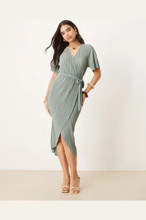 Y.A.S Plisse wrap midi dress in soft