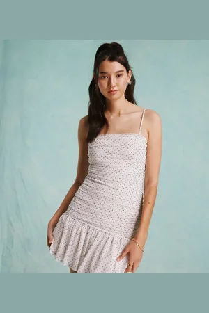 Miss Selfridge Ruched draped dress in polka dot
