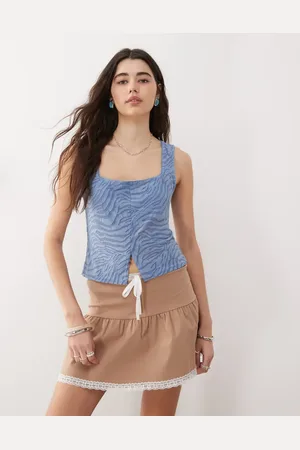 Reclaimed Split front tank in flocked zebra print