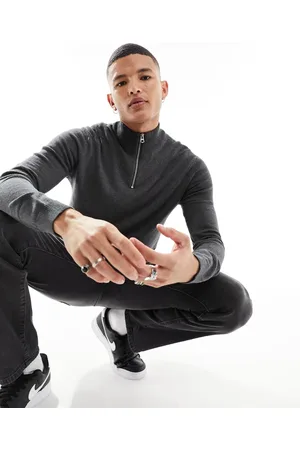 Only & Sons Knit half zip sweater in melange