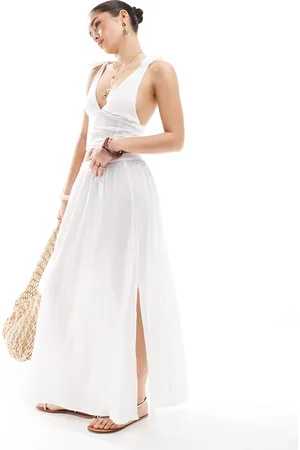 Esmée Esmee Exclusive shirred hem maxi beach skirt in