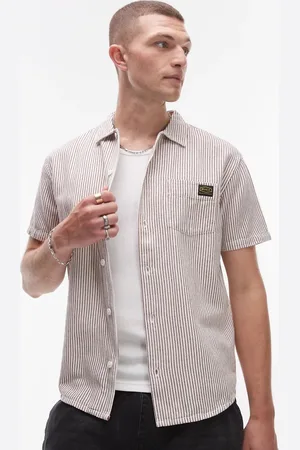 RVCA Dayshift striped short sleeve shirt in natural