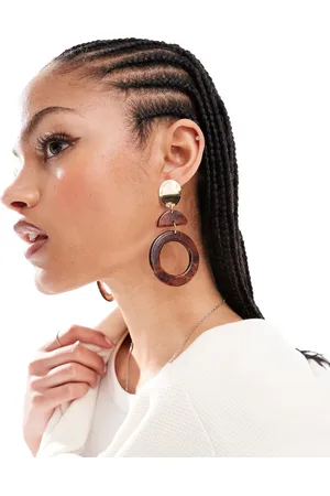 Accessorize Statement resin shape drop earrings in tort