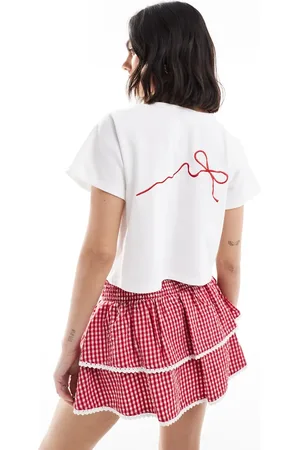 The Frolic Exclusive bow embroidered cropped T-shirt in - part of a set