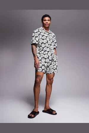 HUGO BOSS Dazzy daisy print short sleeve beach shirt & swim shorts set in