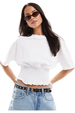 Stradivarius STR ruched waist t-shirt in