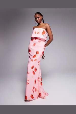 Jarlo Bandeau maxi dress in poppy print