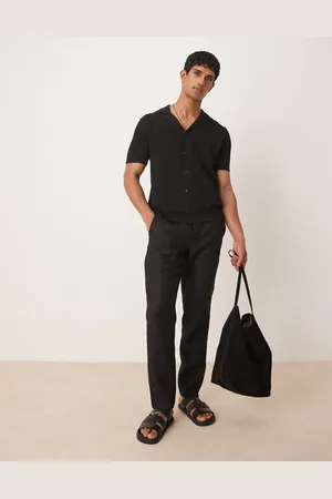 MANGO Super slim linen pants in
