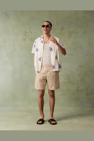 Paul Smith Short sleeve shirt with floral embroidery in off