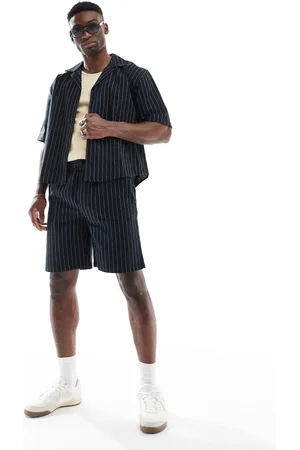 Only & Sons Loose fit linen mix shorts in pinstripe - part of a set