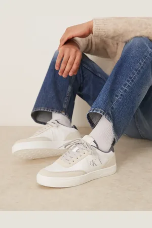 Calvin Klein Classic cupsole sneakers in beige and white