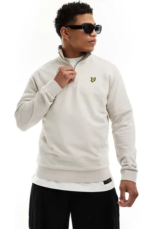 Lyle & Scott Icon logo loopback quarter zip sweatshirt in beige