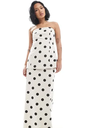 4th & Reckless Exclusive linen blend maxi skirt in cream polka dot - part of a set
