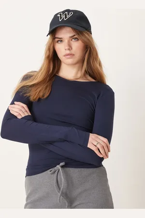 Gina Tricot Soft Touch slim fit crew neck top in dark