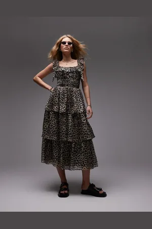 AllSaints Salonda tiered maxi dress in leopard print