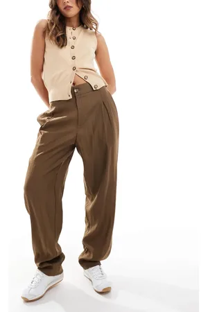 ASOS Tailored contrast panel pants in mocha