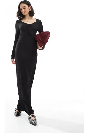 ONLY Tie front maxi dress in