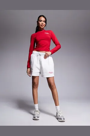Kaiia Studio drawstring waist embroidered logo sweat shorts in - part of a set