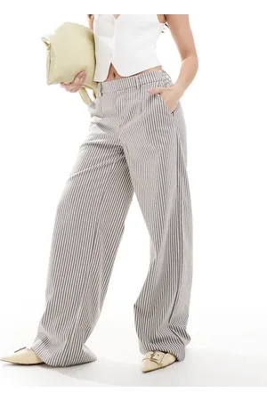 Object Wide leg tailored pants in and white stripe
