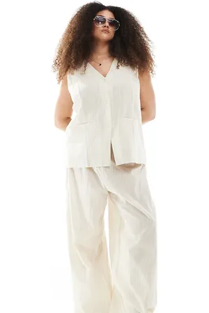 Esmée Exclusive beach pants in beige and white stripe - part of a set