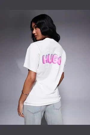 Hugo Blue Logo print wintage T-shirt in
