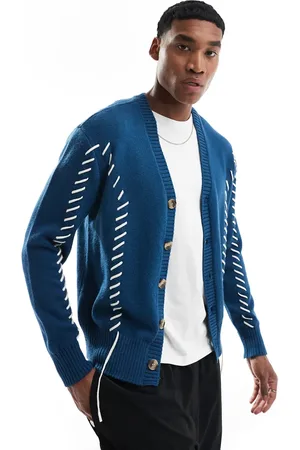 Native Youth Lace-up detail relaxed cardigan in teal