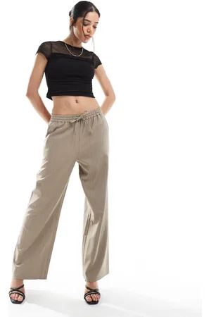 Miss Selfridge Relaxed sweatpants in tan pinstripe
