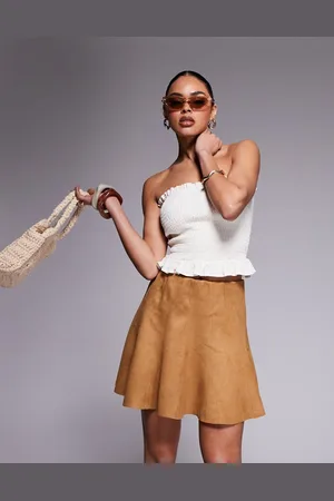River Island Suedette flippy mini skirt in