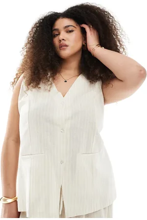 Esmée Exclusive vest in beige and white stripe - part of a set