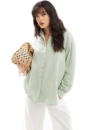 JDY Long sleeve loose blouse in sage