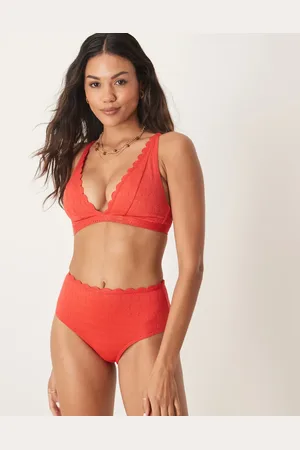 Peek & Beau Eyelet high waist bikini bottoms with scallop detail in