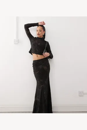 Labelrail X Jennifer McKing distressed jersey maxi fishtail skirt in - part of a set