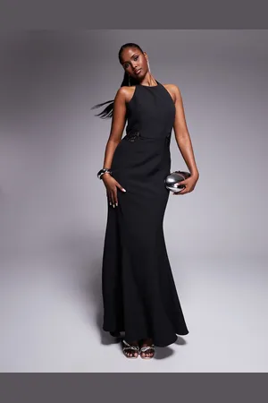 Jarlo High neck fishtail maxi dress with lace panels in