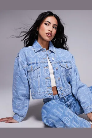 Hugo Blue Galatea all-over print logo denim jacket in - part of a set