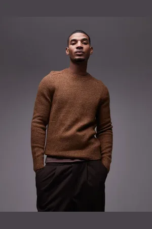 MANGO Soft touch wool mix sweater in tan