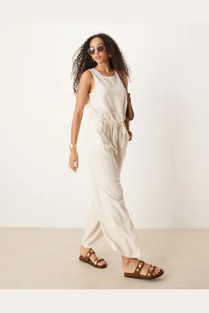River Island Linen mix pants in cream - part of a set