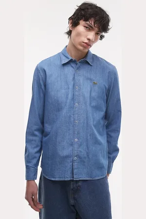 Lacoste Long sleeve denim shirt in midwash