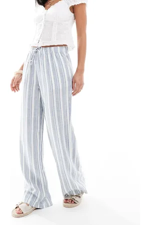 ONLY Linen mix pull on pants in stripe