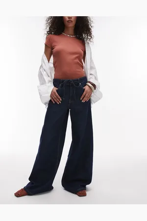 MANGO Olivia tie waist straight leg jeans in indigo