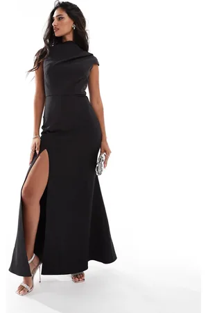 Jarlo High neck maxi dress with thigh slit in